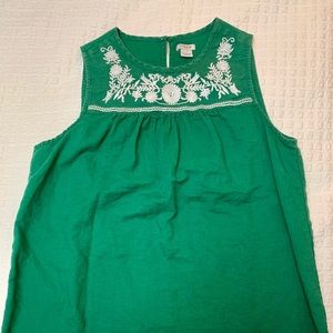 J. Crew green floral shirt